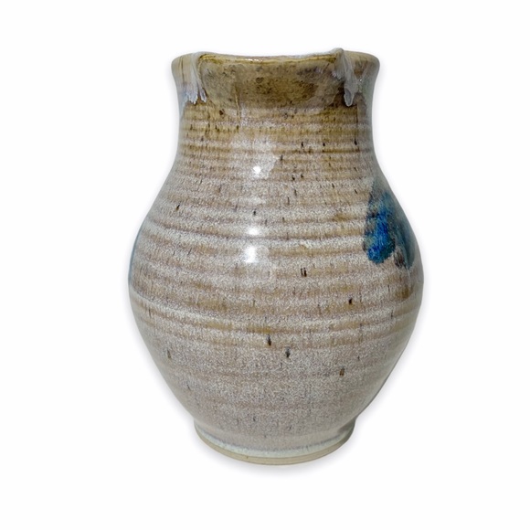 Studio Pottery Pitcher Gray Blue Purple Creamer Vase Utensil Holder - Picture 2 of 5